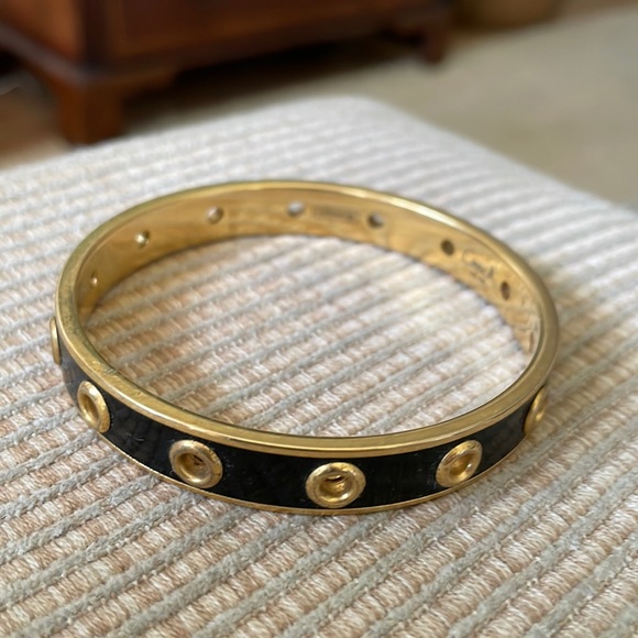 EUC Coach Black & Gold Grommet Bangle Bracelet - Picture 1 of 6